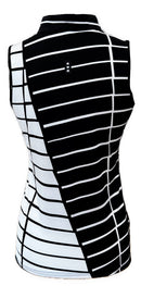 Jamie Sadock Black & White Colorblock Stripe Sleeveless Golf Top Size S-2