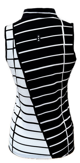 Jamie Sadock Black & White Colorblock Stripe Sleeveless Golf Top Size S - 0