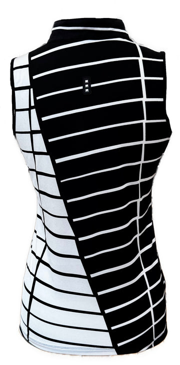 Jamie Sadock Black & White Colorblock Stripe Sleeveless Golf Top Size S - 0