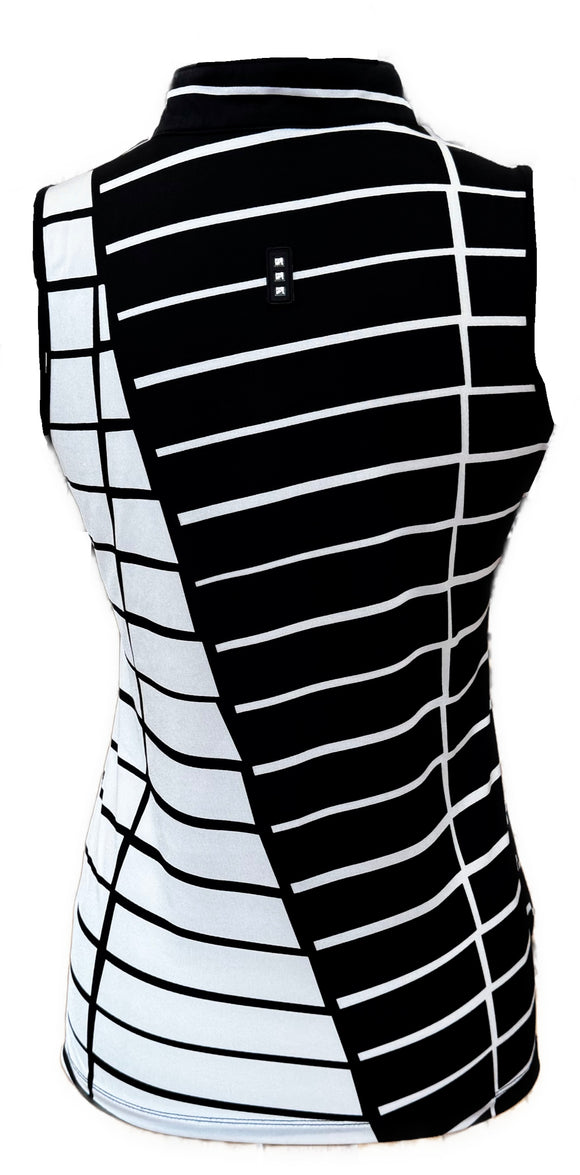 Jamie Sadock Black & White Colorblock Stripe Sleeveless Golf Top Size S