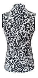 Tail White Label Black & White Mixed Animal Print Sleeveless Mock Polo Size XS-2