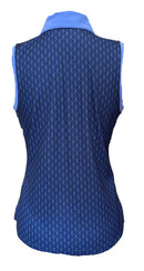 Lady Hagen Dark Navy & Purple Geo Print Sleevless Golf Polo Size S-2