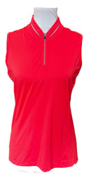 Tail White Label Bright Coral 1/4 Zip Sleeveless Golf Top Size S-1