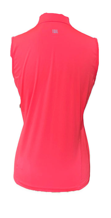 Tail White Label Bright Coral 1/4 Zip Sleeveless Golf Top Size S - 0
