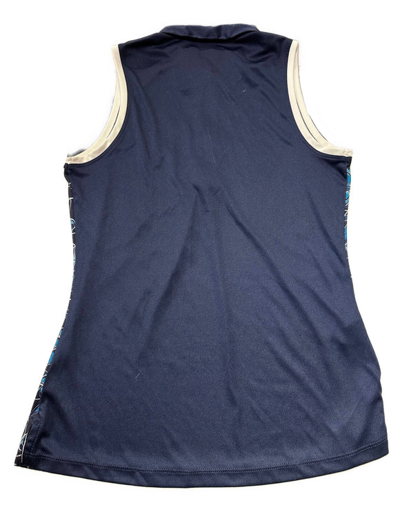 PGA Tour Women's Navy & Blue Floral Print Sleeveless Top Size S
