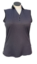 Callaway Violet & Black Circle and Square Print Sleeveless Polo Size L-1