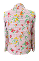 Ibkul Pink & White Striped & Floral Long Sleeve Sun Shirt Size XXL MSP$100-2