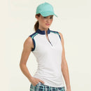 New Women's EP NY White Sleeveless Golf Polo with Color Block Design MSP$80-1