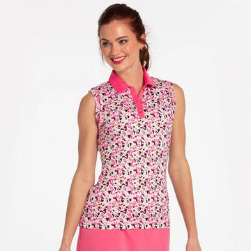 New EP NY Women's Abstract Irate Spot Sleeveless Golf Polo MSP$80