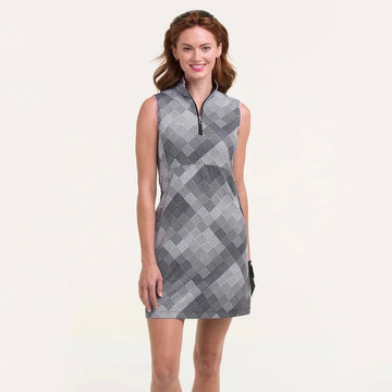 New EP NY Black & White Sleeveless Graduated Dot Argyle Golf Dress MSP$134