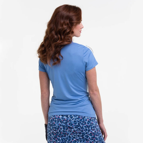 New EP NY Blue Short Sleeve Y Neck Golf Polo MSP$84