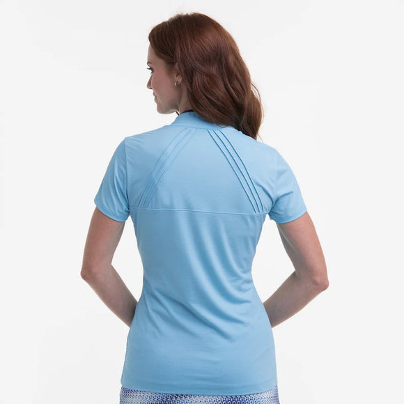 New EP NY Cap Sleeve Contrast Trim Golf Polo - Blue/Navy MSP$80