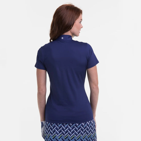 New EP NY Short Sleeve Zip Mock Golf Polo Turquoise/Navy MSP$84