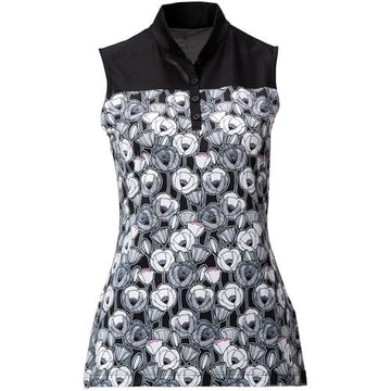 New EP NY Black & White Floral Sleeveless Golf Top MSP$80