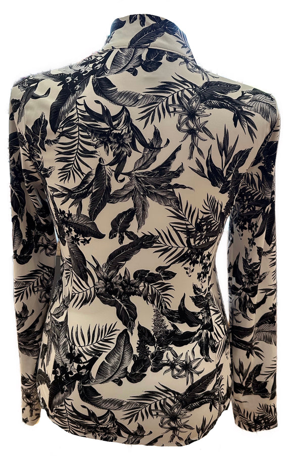 Tommy Bahama Women's Black & White Tropical Print Golf Pullover Size L