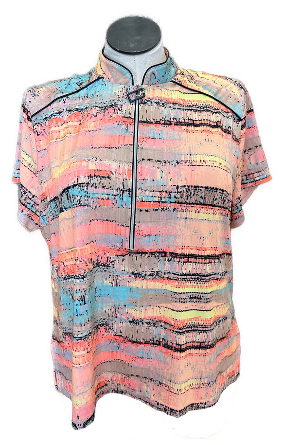 Jamie Sadock Women's Pink Patterned Short Sleeve Top Size XXL