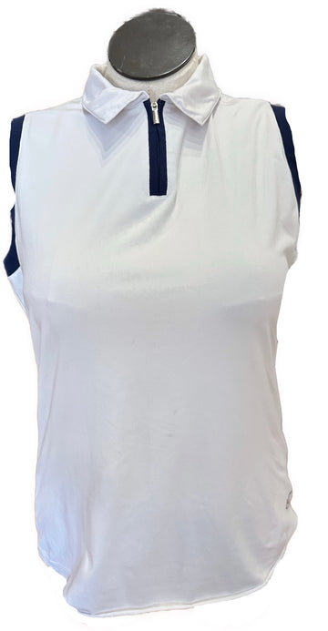 Nike Golf Women's White Sleeveless Top w/Navy Outlining Size XL