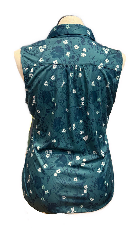 Greg Norman Jade Sleeveless Polo w/ White Flowers Size XL