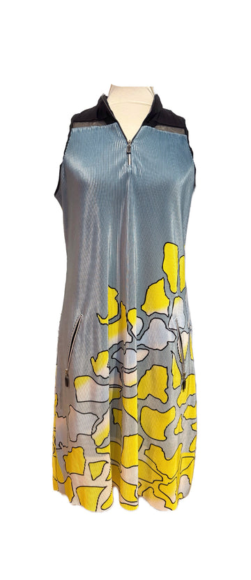 Jamie Sadock Women's Crinkle Gray, Yellow & Black Golf Dress Size M