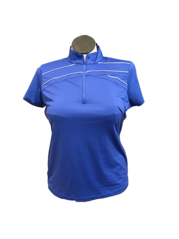New EP NY Zip Mock Polo w/ Crossover Color - Bluebelle Size L