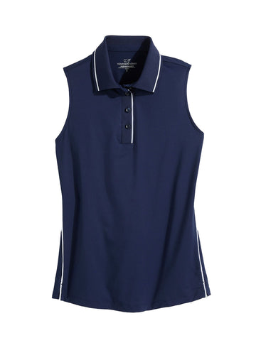 New Vineyard Vines Women's Nautical Navy Sleeveless Polo Size XL