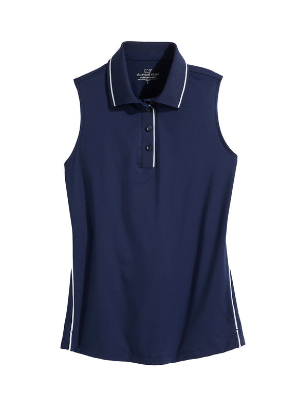 New Vineyard Vines Women's Nautical Navy Sleeveless Polo Size XL