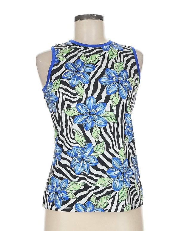 Tail Women's Zebra Print Workout Tank w/Floral Accents Size M MSP$70