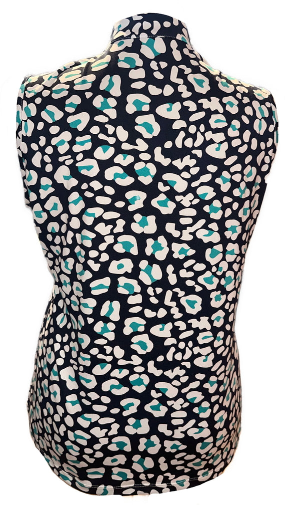 Tail Women's Navy & Teal Cheetah Print Sleeveless Top Size XL