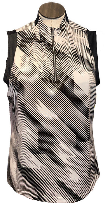 Tail Women's Black & White Striped Sleeveless Golf Top Size XXL
