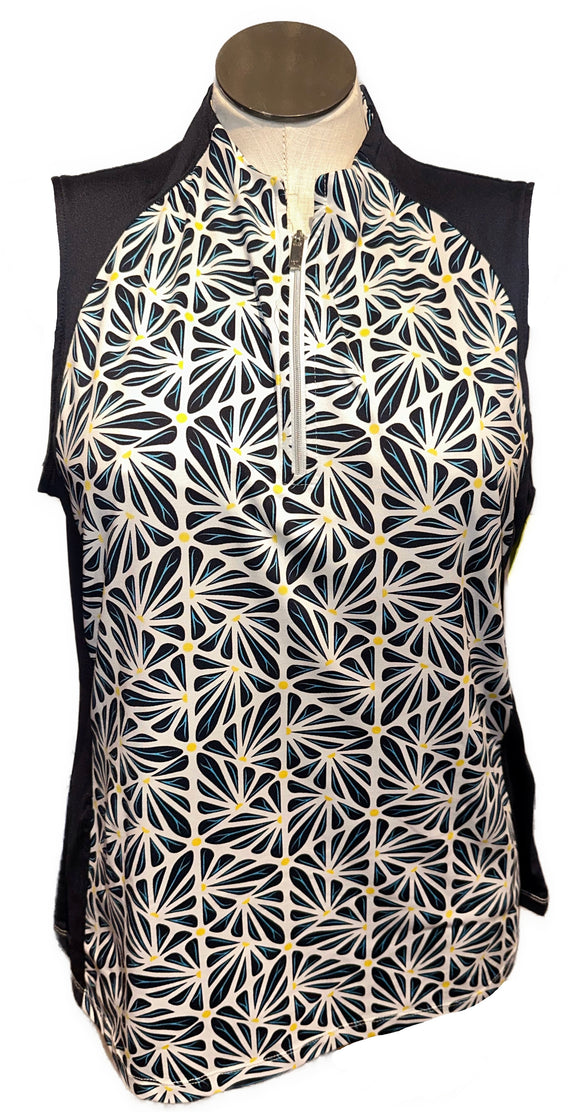 Tail Women's Navy & Yellow Floral Sleeveless Golf Top Size XXL
