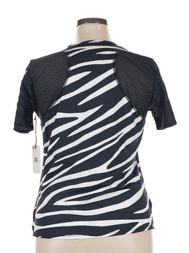 New Tail Activewear Katy Wild Zebra Short Sleeve Tennis Top Size XL - 0