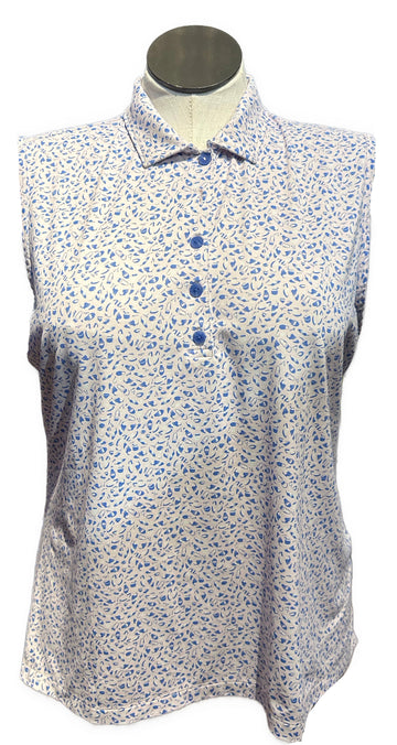 Peter Millar Women's Pink & Blue Golf Shoe & Tee Print Sleeveless Golf Top Size XL