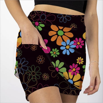 New Skort Obsession Night Daisies Black Golf Skort Size S MSP$72 - 0