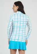 Ibkul Cordova Print Long Sleeve Mock Neck Sun Shirt - Turquoise Size M MSP$100-2