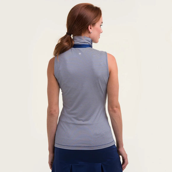 New EP NY Navy Stripe Sleeveless Golf Polo MSP$84