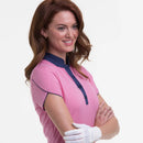 New EP NY Pink Cap Sleeve Golf Polo w/ Navy Collar MSP$84-1
