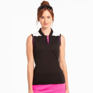 New EP NY Black/White/Pink Colorblock Sleeveless Golf Top MSP$80