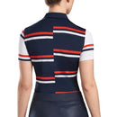 G/Fore Women's Navy , Red & White Offset Stripe Golf Polo Size M MSP$120-3