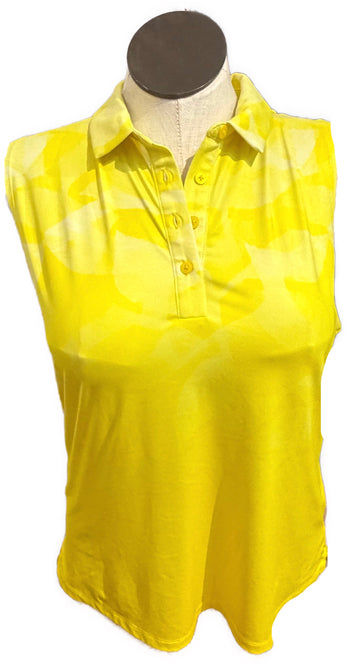 Nike Women's Yellow Patterned Sleeveless Golf Top Size XL