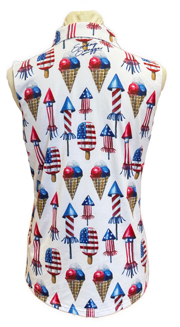 Sunday Swagger 4th of July Print Sleeveless Golf Top Size M - 0