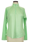 Greg Norman Women's Green & White Striped Golf Pullover-1