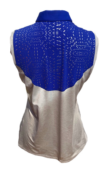 Annika by Cutter & Buck Royal Blue & Sliver Burst Sleeveless Top Size S - 0
