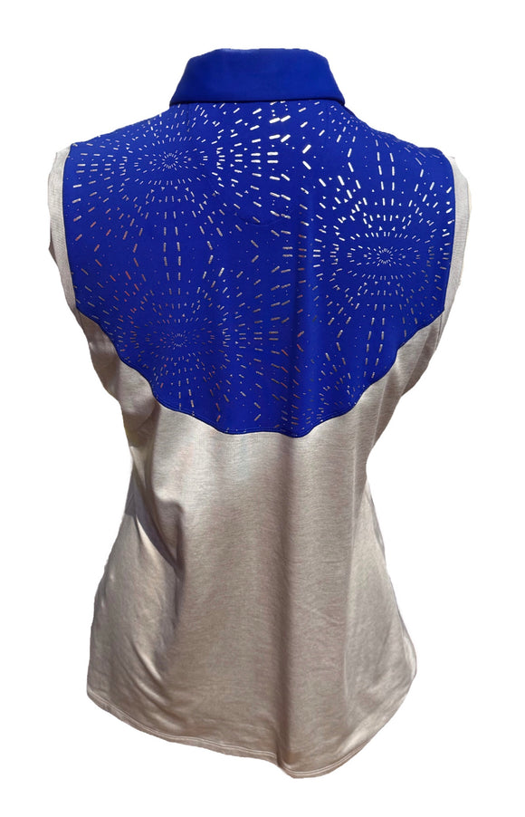 Annika by Cutter & Buck Royal Blue & Sliver Burst Sleeveless Top Size S