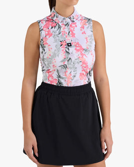 New Bad Birdie Women's Sleeveless Lei'd Golf Top - Brilliant White