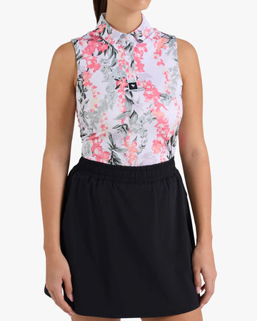 New Bad Birdie Women's Sleeveless Lei'd Golf Top - Brilliant White