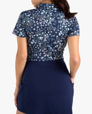 New Bad Birdie Women's Super Duper Bloom Short Sleeve Golf Top - Dark Navy-2