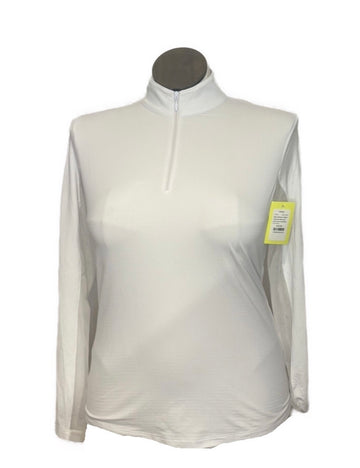 Ibkul Women's White Solid Zip Mock Sun Shirt Size M MSP$94 - 0