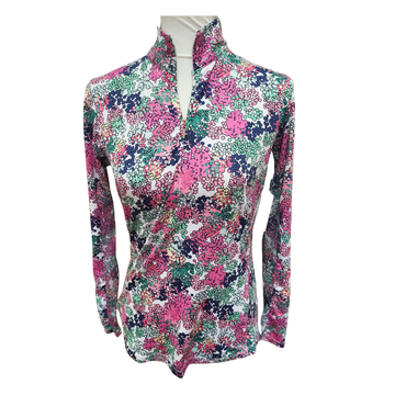 EP NY Women's Pink, Green & Navy Floral Print Golf Pullover Size S