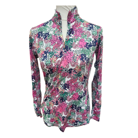 EP NY Women's Pink, Green & Navy Floral Print Golf Pullover Size S