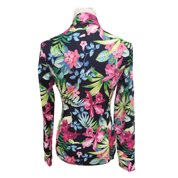 Ibkul Women's Black Tropical Floral Print Golf Pullover Size S MSP$105 - 0